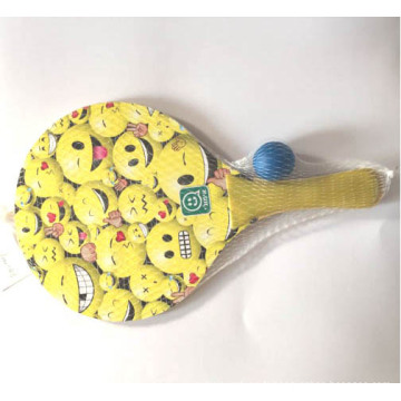 Balles de raquette de tennis de plage en bois au design coloré ensemble logo imprimé personnalisé raquette de plage en bois pour enfant